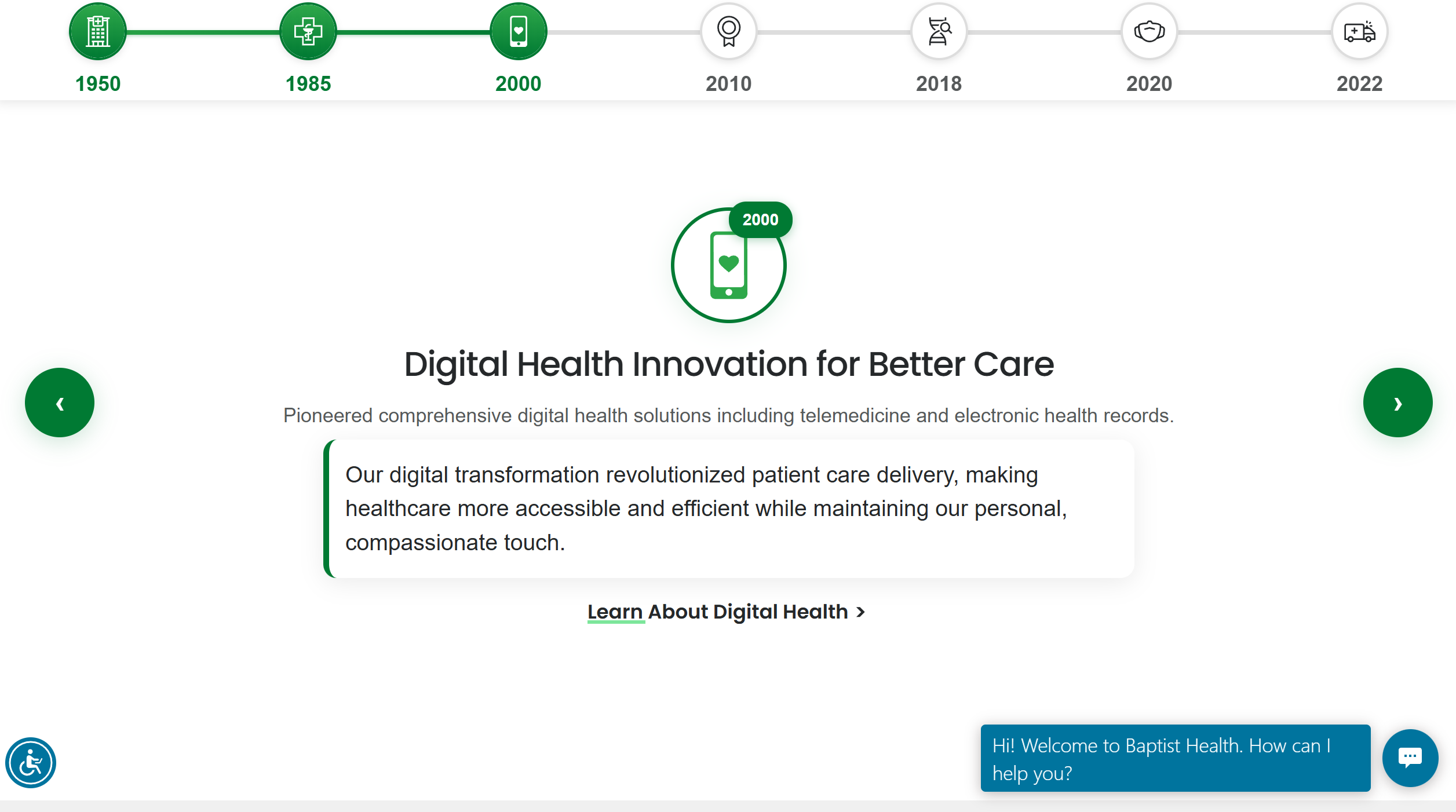 Baptist Health Horizontal Timeline Preview